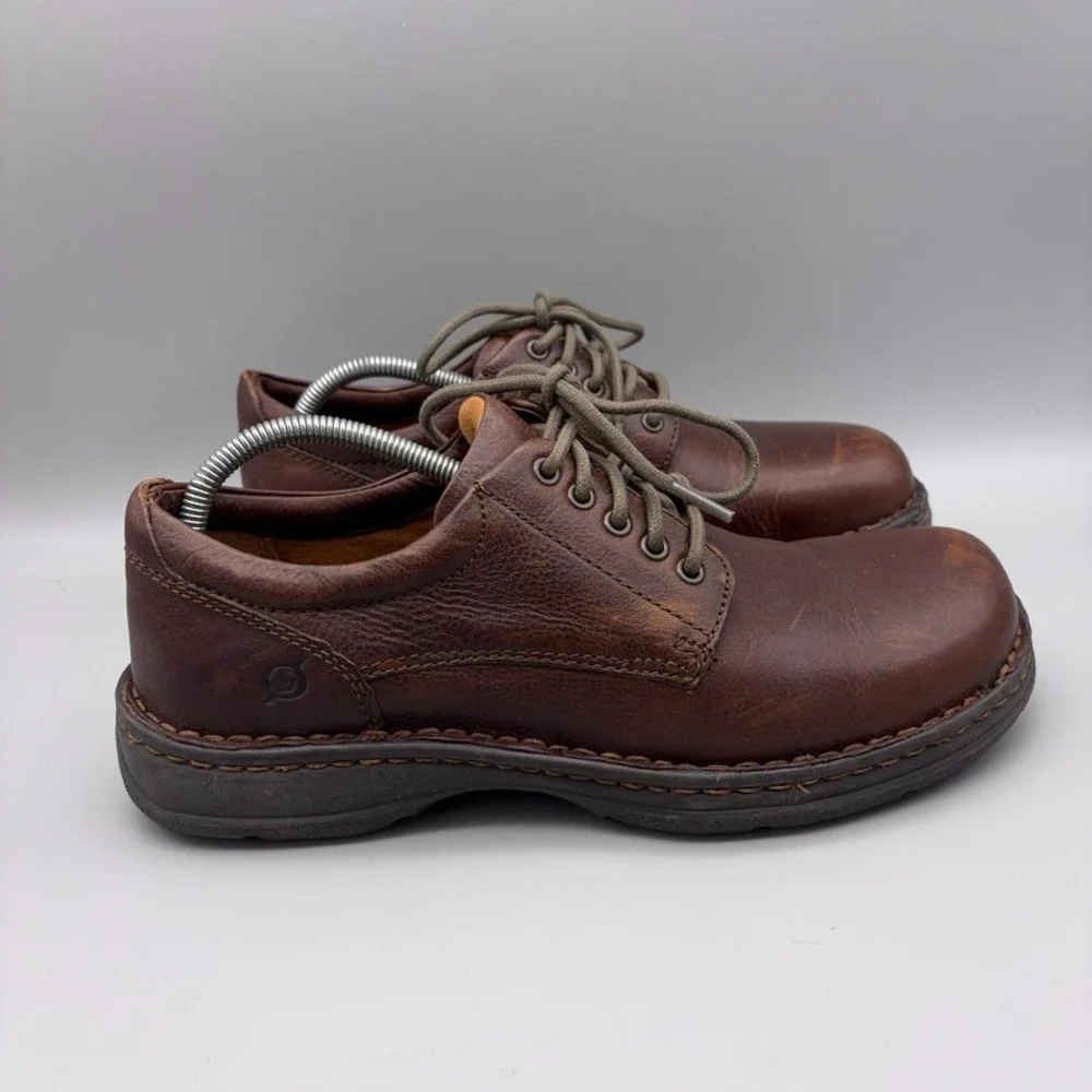 Born Shoes Mens 9 Brown Leather Lace Up Oxford Casual Comfort Work Heavy
